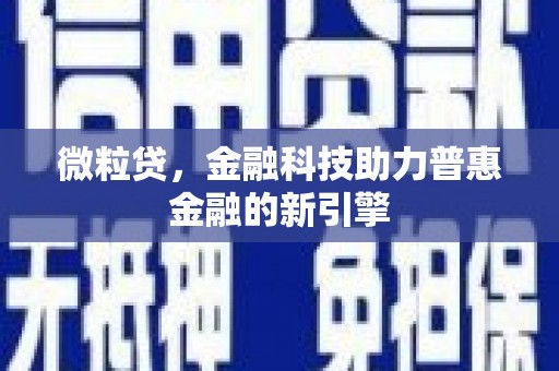 蛟河微粒贷，金融科技助力普惠金融的新引擎