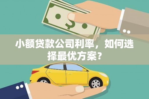 蛟河小额贷款公司利率，如何选择最优方案？