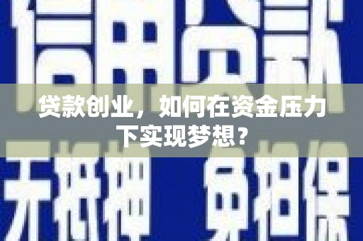 蛟河贷款创业，如何在资金压力下实现梦想？