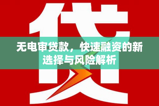 蛟河无电审贷款，快速融资的新选择与风险解析