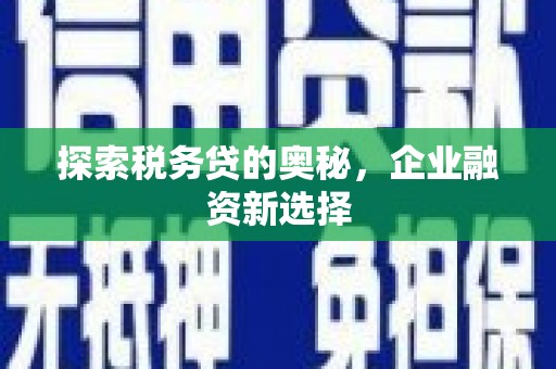 蛟河探索税务贷的奥秘，企业融资新选择