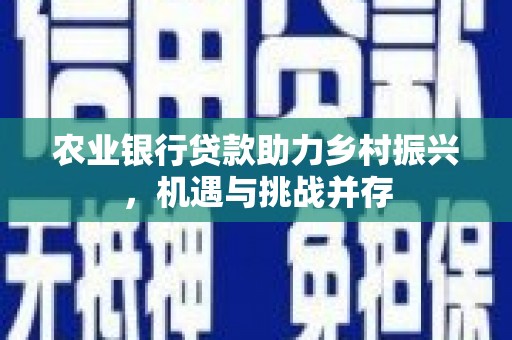 蛟河农业银行贷款助力乡村振兴，机遇与挑战并存