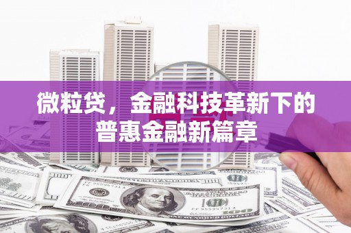 蛟河微粒贷，金融科技革新下的普惠金融新篇章